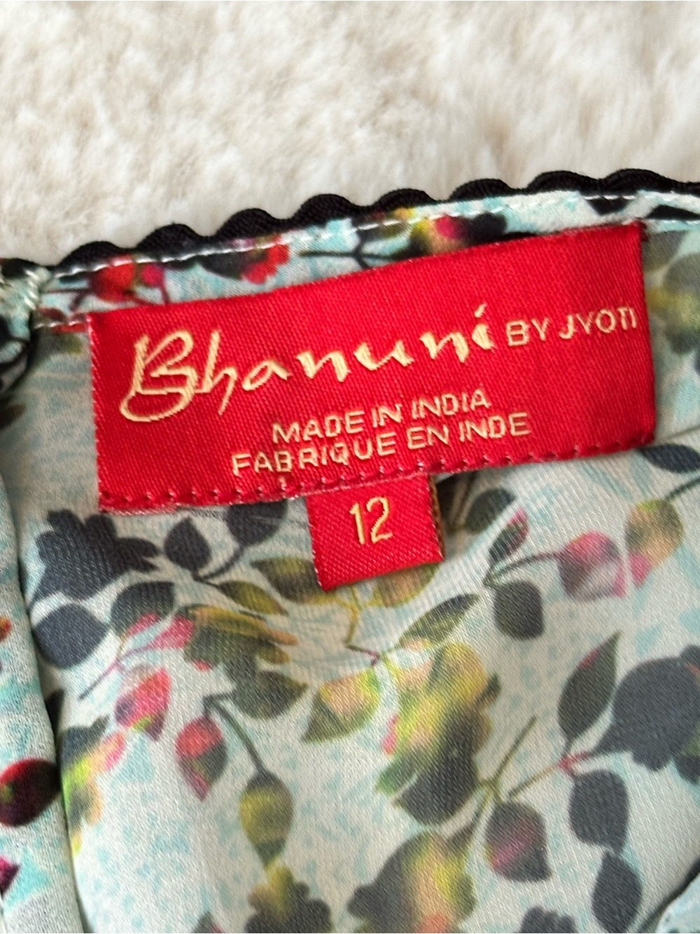 Bhanuni by Jyoti Floral Embroidered Babydoll Dress Bohemian Flowy Size 12 - Picture 7 of 16